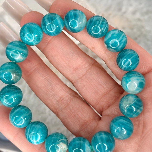 💎 Extra Grade Russian Amazonite Beaded Bracelet | Natural Gemstone 💎 - Picture 4 of 6